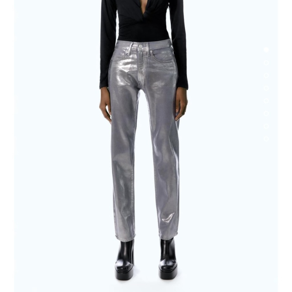 PRICE FIRM! ZARA TRF Straight Waxed Jeans